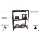 Ver imagem 5 de Estante de Livros Industrial Aço 80CMX104CM 3 Prateleiras Kuadra Marrom/Nogal