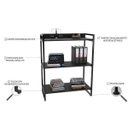 Ver imagem 3 de Estante de Livros Industrial Aço 80CMX104CM 3 Prateleiras Kuadra Preto/Onix