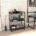 Ver imagem 1 de Estante de Livros Industrial Aço 80CMX104CM 3 Prateleiras Kuadra Preto/Onix