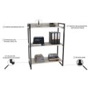 Ver imagem 5 de Estante de Livros Industrial Aço 80CMX104CM 3 Prateleiras Kuadra Branco/Snow