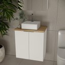 Ver imagem 1 de Gabinete de Banheiro com Cuba 60cm GAB4008 Nature Branco/Carvalho