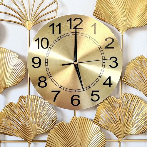Relógio De Parede Folhas 3d Design Europeu Metal 100cm - 3