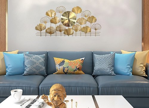 Relógio De Parede Folhas 3d Design Europeu Metal 100cm - 7