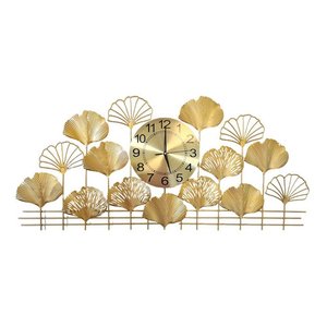 Relógio De Parede Folhas 3d Design Europeu Metal 100cm