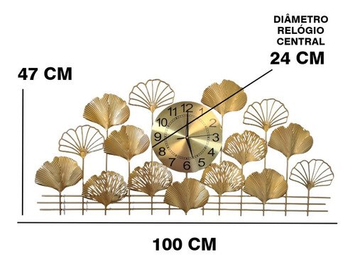 Relógio De Parede Folhas 3d Design Europeu Metal 100cm - 8