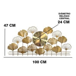 Relógio De Parede Folhas 3d Design Europeu Metal 100cm - 8