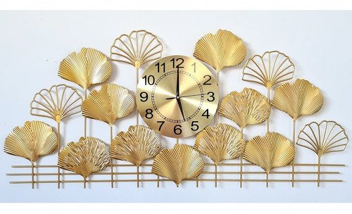 Relógio De Parede Folhas 3d Design Europeu Metal 100cm - 5