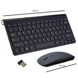 Kit Teclado Slim Com Mouse Sem Fio 2.4G Pc Notebook Preto - 3