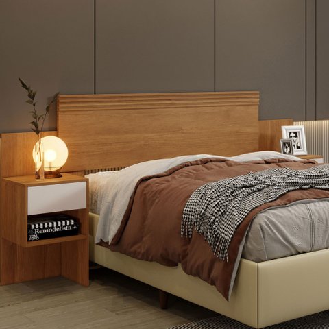 Cabeceira Extensível Verona com 2 Gavetas Cinamomo/off White - Panorama Móveis
