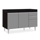 Ver imagem 1 de Balcão de Cozinha Lavanderia sem Tampo 02 Gavetas 120 cm - D’Rossi Beth Preto e Cinza