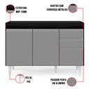 Ver imagem 5 de Balcão de Cozinha Lavanderia sem Tampo 02 Gavetas 120 cm - D’Rossi Beth Preto e Cinza