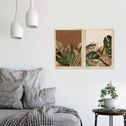 Kit 2 Quadros Decorativos Plantas Folhagens Sala Cozinha - 3