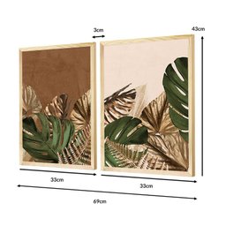 Kit 2 Quadros Decorativos Plantas Folhagens Sala Cozinha - 4