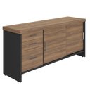 Ver mais imagens de Balcão para Escritório 2 Portas 3 Gavetas com Chave Grande Nogal/preto