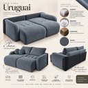 Ver mais imagens de Sofá Cama Casal Retrátil e Reclinável 5 Lugares Bicolor Chumbo / Preto 276cm