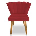 Ver imagem 3 de Cadeira Poltrona Flor Veludo Pés Palito Castanho - Pallazio Vermelho