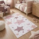 Ver imagem 1 de Tapete Infantil Estrlas Rosas 1.00x1.50 Antidrrapante