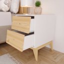 Ver imagem 3 de Mesa de Cabeceira Retrô Angle Madeira / Mdf Branco /pinus Nuv