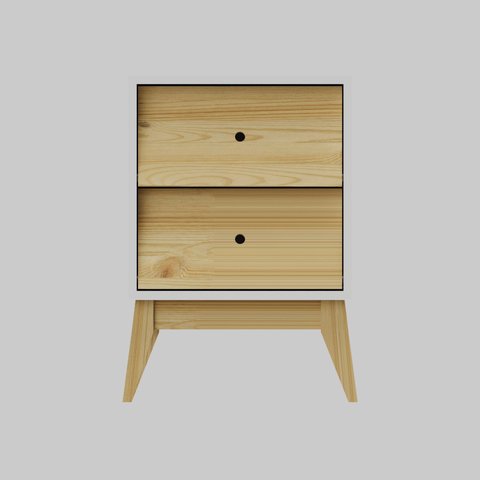 Mesa de Cabeceira Retrô Angle Madeira / Mdf Branco /pinus Nuv