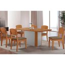 Ver imagem 1 de Conjunto: Mesa Sala Jantar Pietá c/ Tampo Madeirado Canto Curvo 180x90cm e 6 Cadeiras Havana