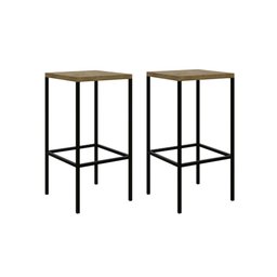 Kit Industrial com 2 Banquetas Altas - Carvalho/Preto - 1