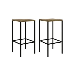Kit Industrial com 2 Banquetas Altas - Carvalho/Preto