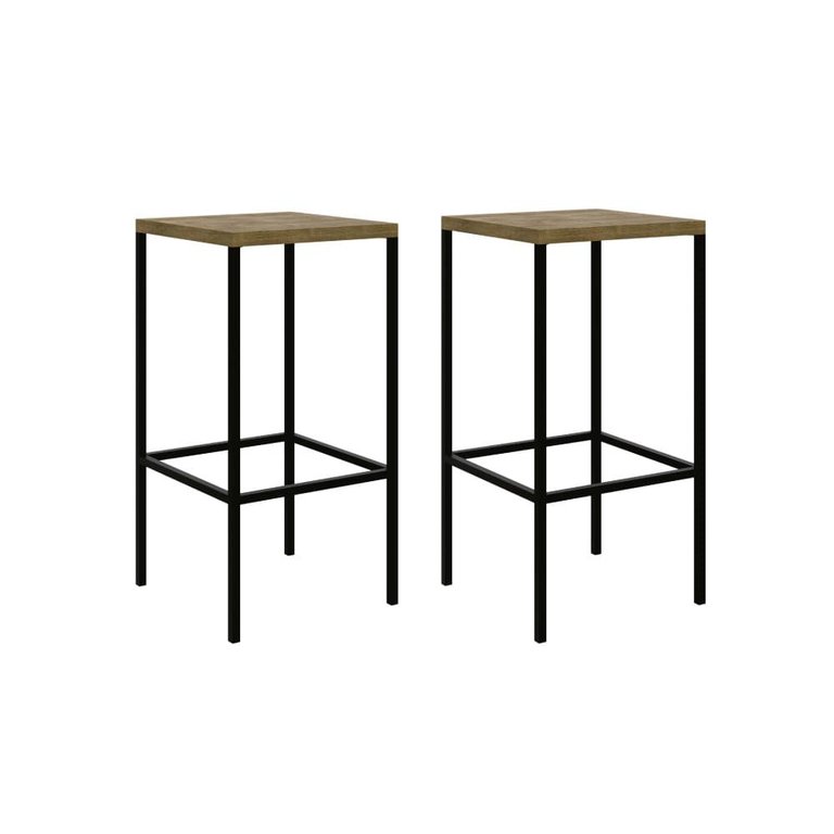 Kit Industrial com 2 Banquetas Altas - Carvalho/Preto