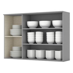 Armário Aéreo 3 Portas com Vidro 120 Cm Americana Cinza – Henn - 2