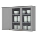 Ver imagem 1 de Armário Aéreo 3 Portas com Vidro 120 Cm Americana Cinza – Henn