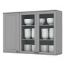 Armário Aéreo 3 Portas com Vidro 120 Cm Americana Cinza – Henn - 1