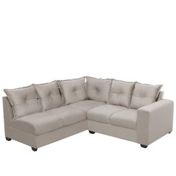 Sofá de Canto Califórnia Espuma Densidade D28, 1,66x1,83 Metros, 4 Lugares, com Molas Espirais, Bege - 2