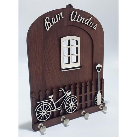 Kit 1 Porta Chaves Mais 1 Quadro Parede Decoração Moderna Madeira Mdf