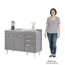 Ver imagem 5 de Balcão Gabinete com Pia Inox 120cm 3 Portas 2 Gavetas Suécia Cinza - Lumil Lumil Móveis
