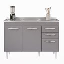 Ver imagem 7 de Balcão Gabinete com Pia Inox 120cm 3 Portas 2 Gavetas Suécia Cinza - Lumil Lumil Móveis