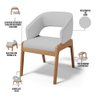 Cadeira de Jantar e Estar Living Estofada Lince L02 Linho Cinza - Lyam Decor - 3