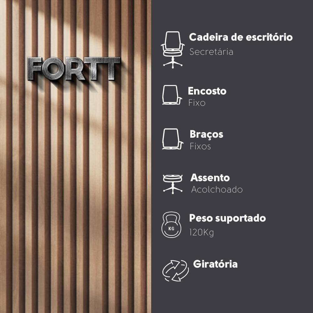 Cadeira de Escritório Secretária Base Cromada com Rodinha Fortt Lisboa Preta - Csf02-p - 7