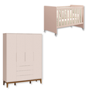 Ver imagem 2 de Quarto de Bebê Berço Evolution + Guarda Roupa Infantil 4P e 3g Rosa Classic