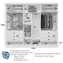 Ver imagem 2 de Guarda Roupa Casal Luca 6 Portas de Bater 6 Gavetas MDF Branco Bom Pastor Móveis 274cm