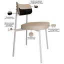 Ver imagem 7 de Kit 06 Cadeiras Estofada para Sala de Jantar Astrid Branco C01 Linho Areia Courino Preto - Lyam