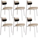 Ver imagem 1 de Kit 06 Cadeiras Estofada para Sala de Jantar Astrid Branco C01 Linho Areia Courino Preto - Lyam