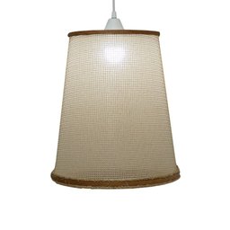 Lustre Pendente Luminária Madeira, Palha E Sisal  40 x 35 cm - 1