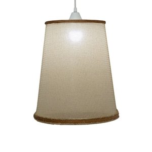 Lustre Pendente Luminária Madeira, Palha E Sisal  40 x 35 cm