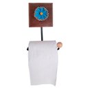 Ver imagem 3 de Kit Banheiro 3 Peças Toalheiro Cabideiro Porta Papel Papel com Flores Coloridas Cor Azul