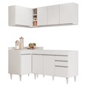 Ver imagem 1 de Armário de Cozinha Modulado de Canto Direito 4 Peças Cp37 Balcão sem Tampo Branco - Lumil Lumil Móve