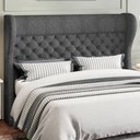 Ver mais imagens de Kit Cabeceira Cama Box Casal 160cm Madrid com Puff Recamier Santorini Linho Chumbo