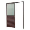 Ver imagem 1 de Porta Correr Susp.Meia Veneziana Meia Vidro Dir L.25 Marrom Corten 210x70 Brimak