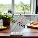 Ver imagem 2 de Conjunto de Facas para Cozinha Branco Estilo Mármore com Cepos - 6 Peças