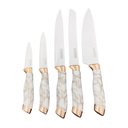 Ver imagem 3 de Conjunto de Facas para Cozinha Branco Estilo Mármore com Cepos - 6 Peças