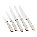 Ver imagem 4 de Conjunto de Facas para Cozinha Branco Estilo Mármore com Cepos - 6 Peças
