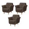 Kit 3 Poltronas Decorativa Pés Palito em Madeira Playa Veludo Marrom - 1